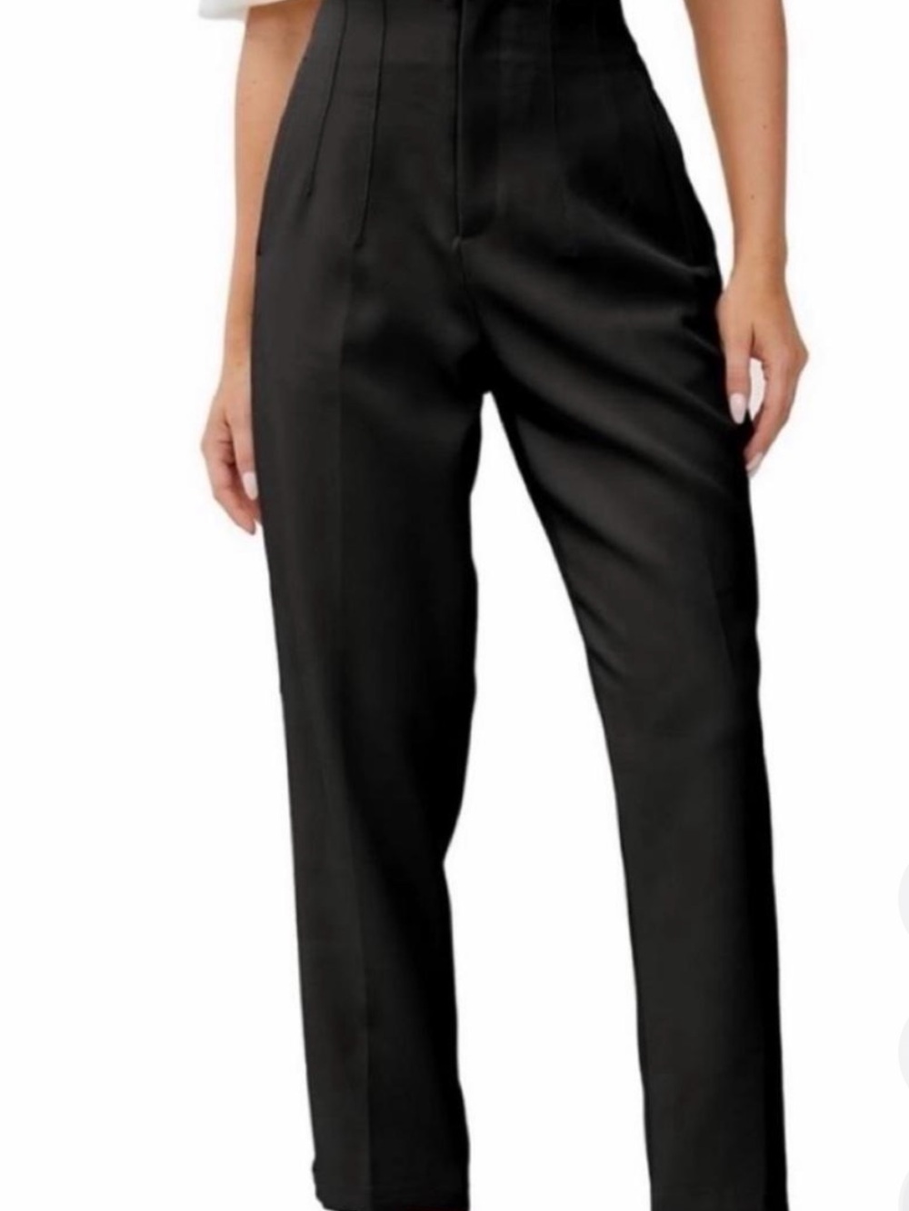 Zara High-Waist Black Tapered Pants - Women's